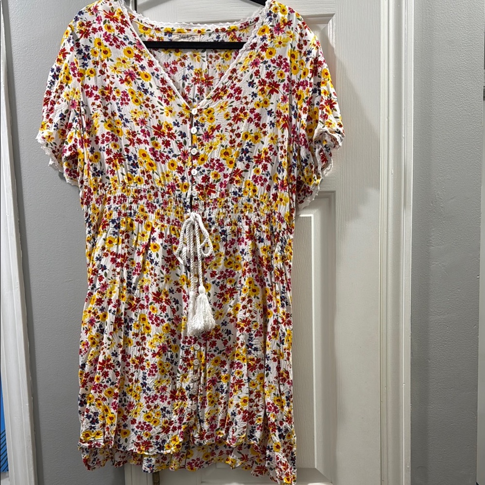 Vibrant Floral Button-Down Dress